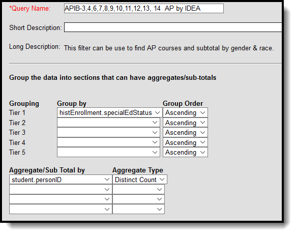 Filter for AP Courses and Subtotal by Gender & Race for IDEA Students