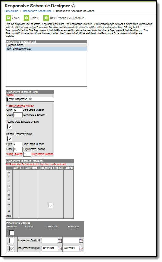 Screenshot of Responsive Schedule Designer