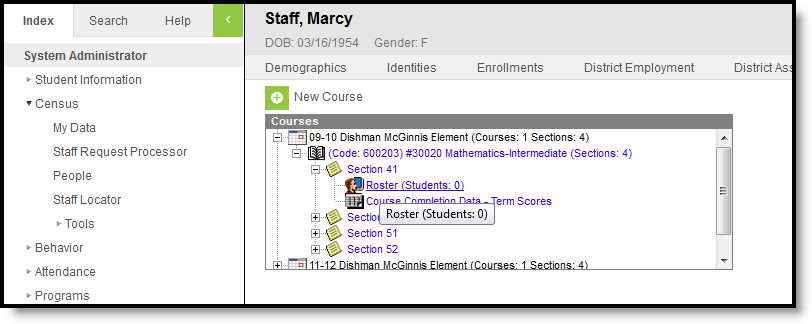 Screenshot of People Courses Editor
