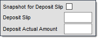 Screenshot of the Deposit Slip options.