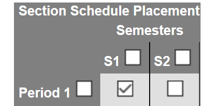 Screenshot of schedule placement.