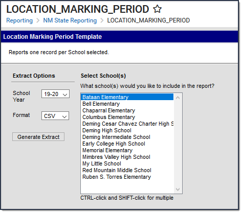 Screenshot of Location Marking Period Template Editor Example.