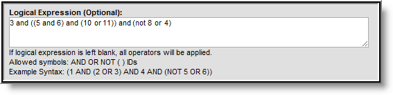 screenshot of an example logical expression