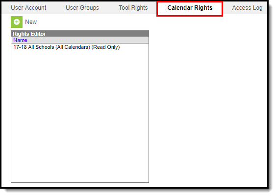 Screenshot of the Calendar Rights for the Truancy Report. 