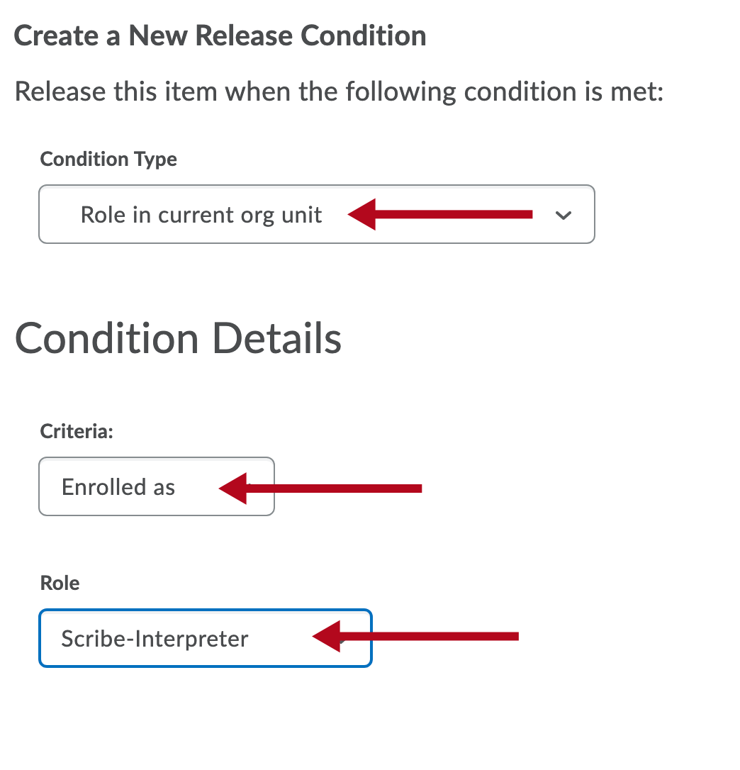 Indicates settings in Release Conditions window