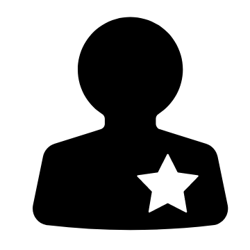 Person with star button icon.