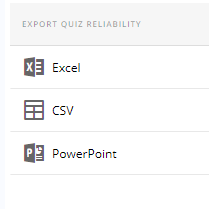 Shows the three file types for export.