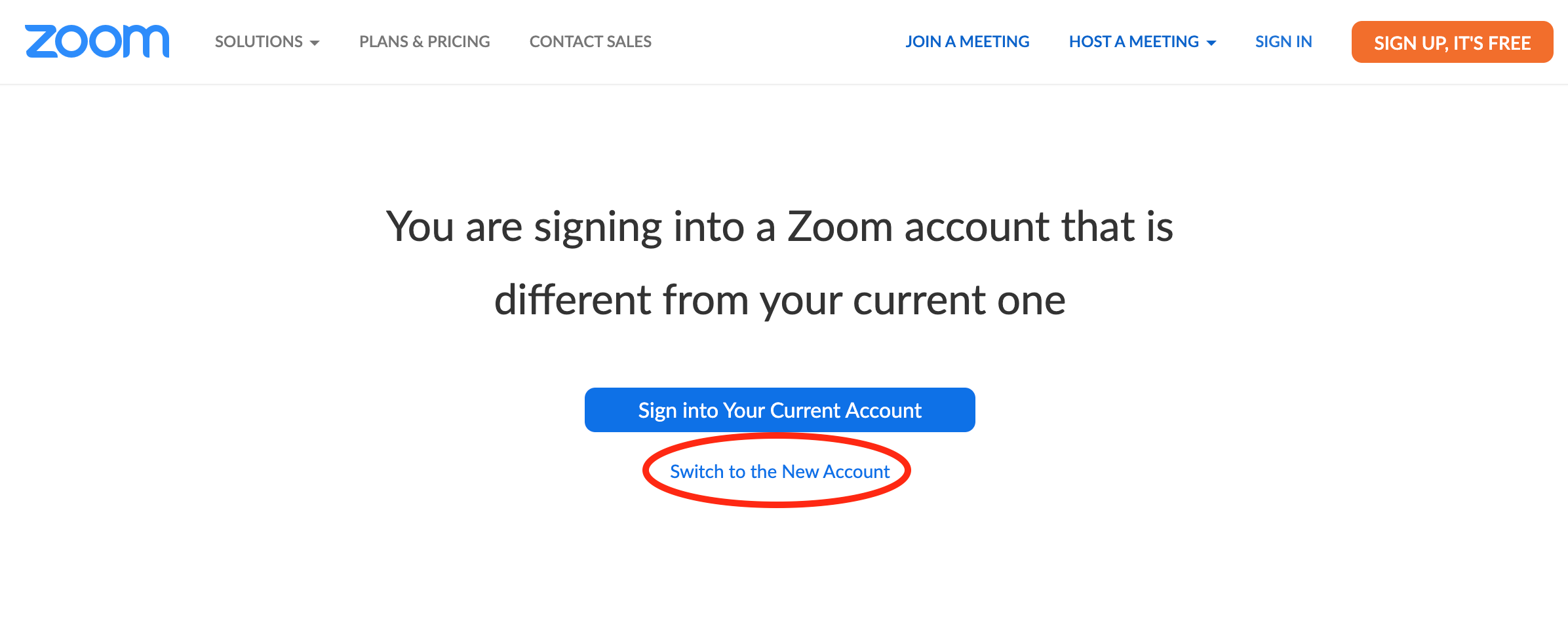 Zoom signin screen with 
