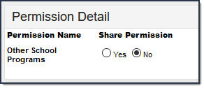 Screenshot of the Permission Detail section of the Household Application tool