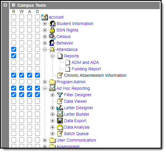 Screenshot of Tool Rights