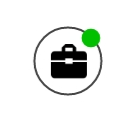 Briefcase Icon showing green dot