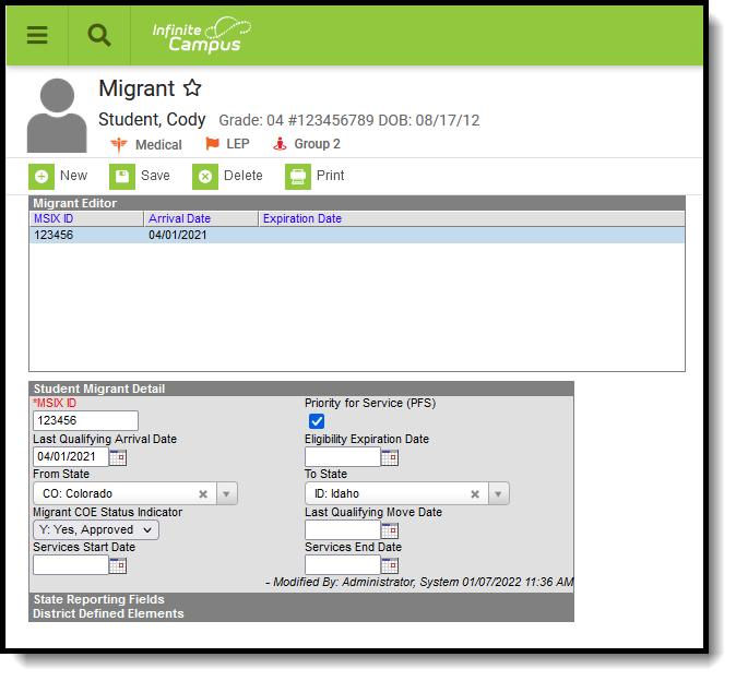 Screenshot of the Migrant tool. 