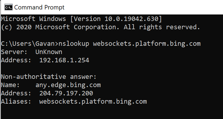 Microsoft Command Prompt Screenshot