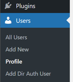 wordpress admin menu user option Profile se