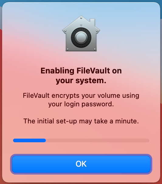 Enabling FileVault progress bar