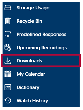 Identifies the Downloads option.