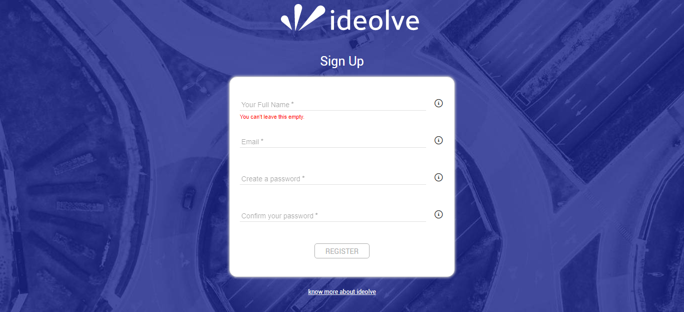 Create an account using your email id | Ideolve