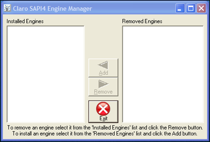 SAPI4 engine manager window