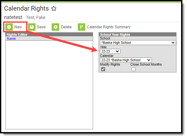 Screenshot of Calendar School Year Rights example.