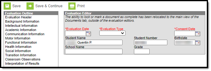 Screenshot of the Campus Default ESR Evaluation editor.