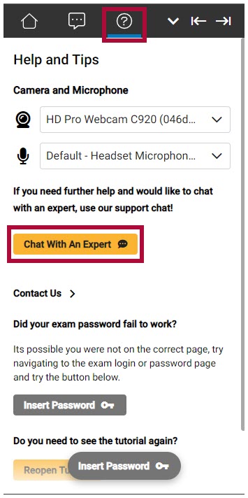 Chat with an Expert Location in Sidebar