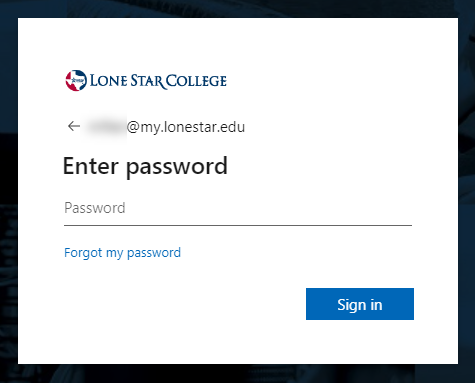 Indicates Sign in page with LSC password
