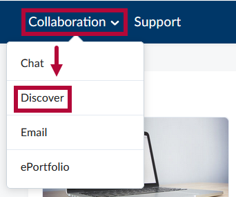 Identifies Collaboration and Discover buttons