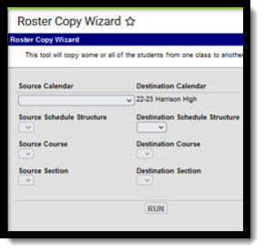 Screenshot of Roster Copy Wizard tool.