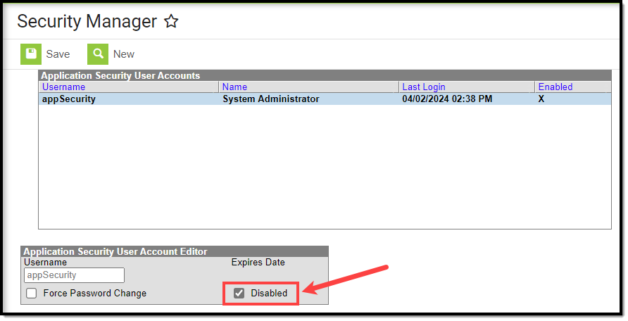 screenshot of the disabled checkbox marked