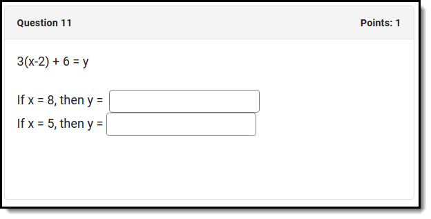 Screenshot of a numerical question where students solve an algebraic equation.