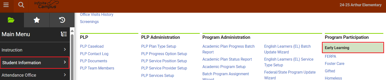 Navigation for Early Learning program