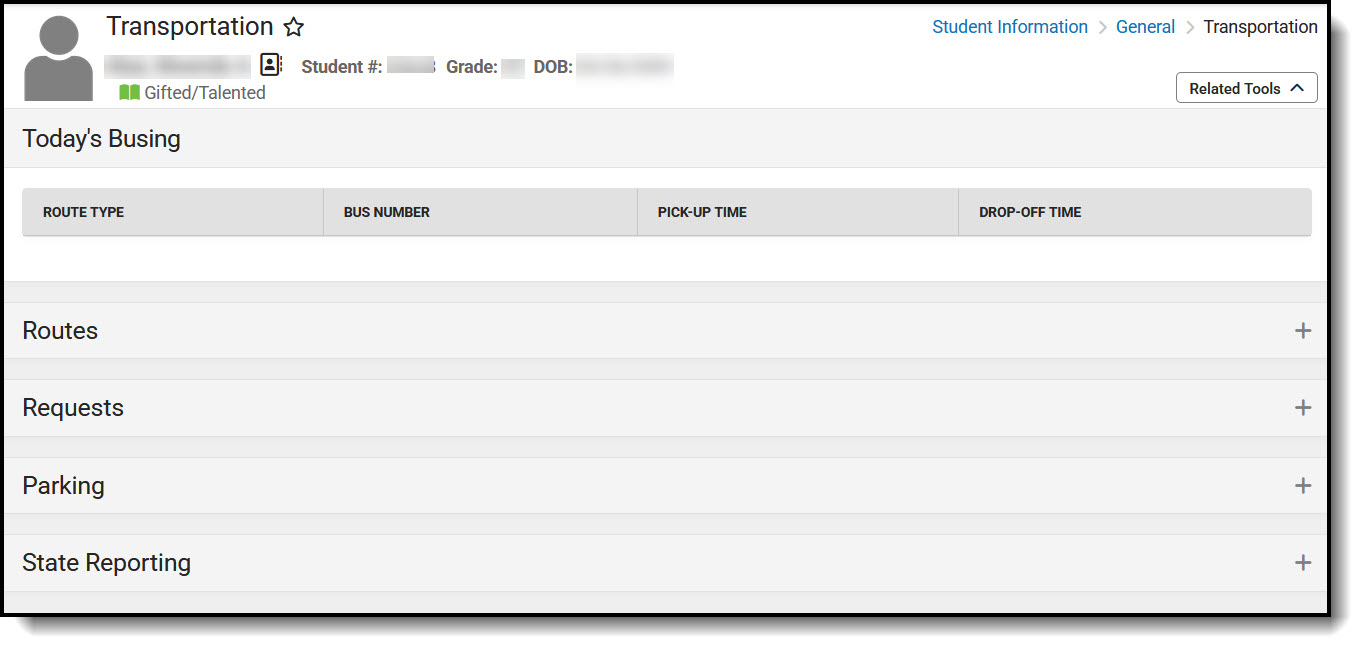 Screenshot of the transportation tool.