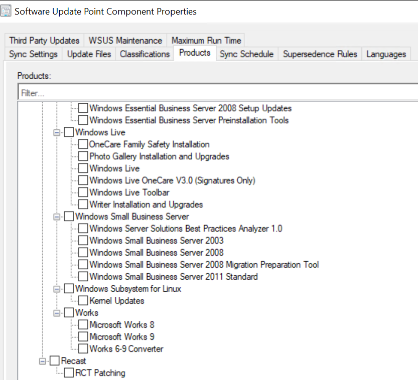 Software Update Point Component Properties