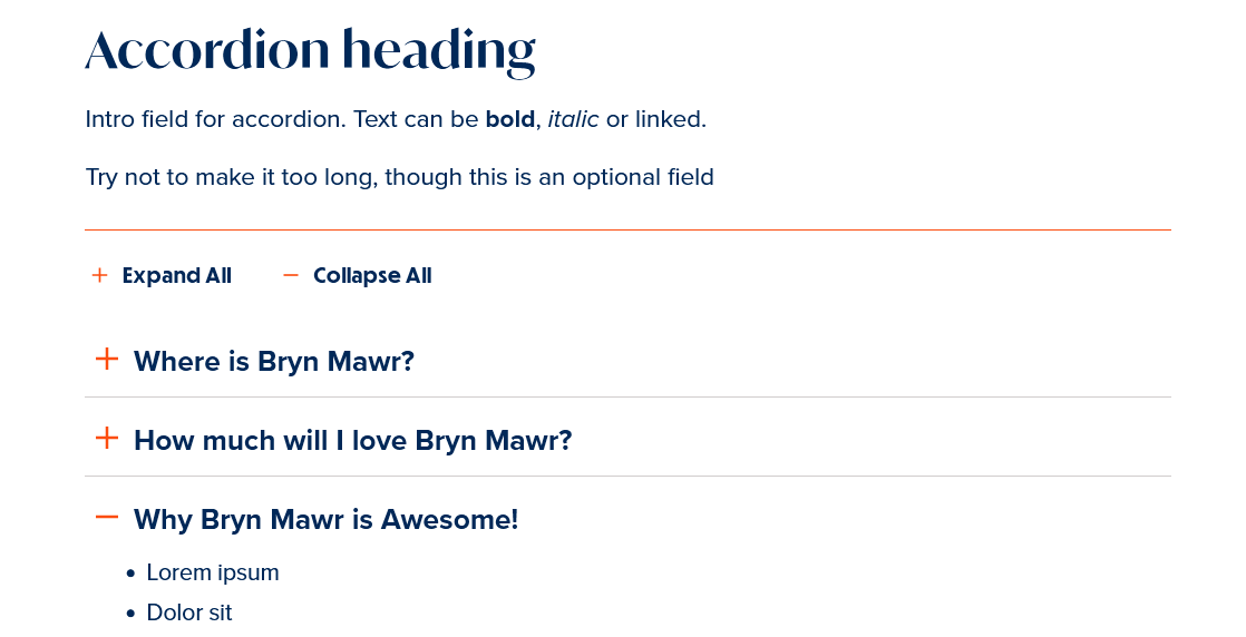 screenshot accordion page display