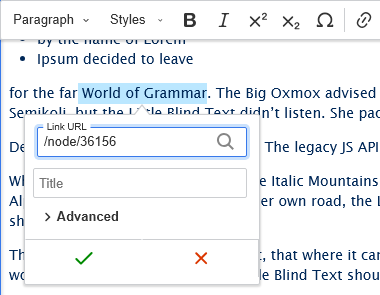 screenshot wysisyg link url path