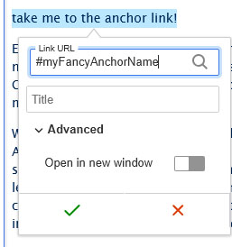 screenshot wysisyg anchor link url path