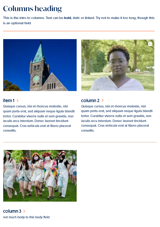 screenshot columns display