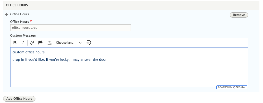 screenshot directory office hours field
