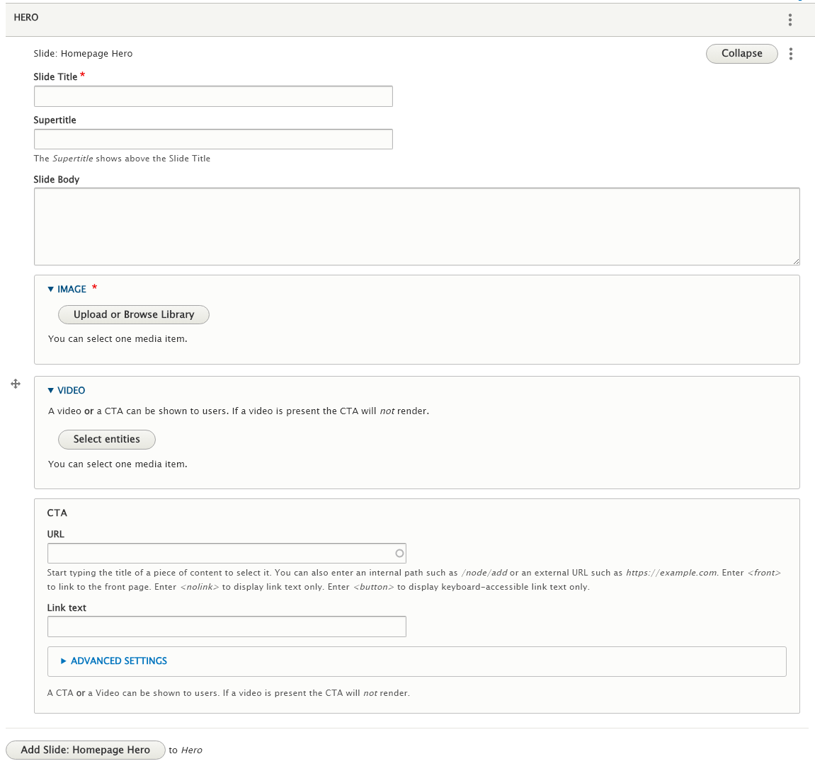 screenshot homepage hero edit screen