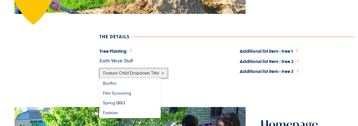 screenshot homepage feature medium display with dropdown detail