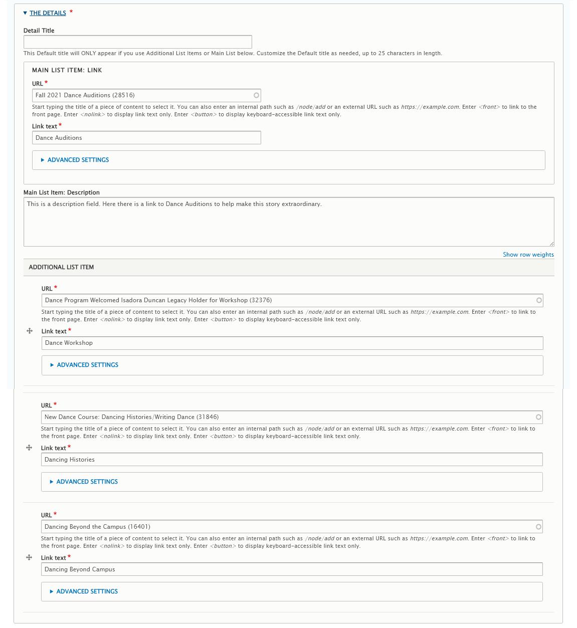 screenshot homepage feature story edit screen
