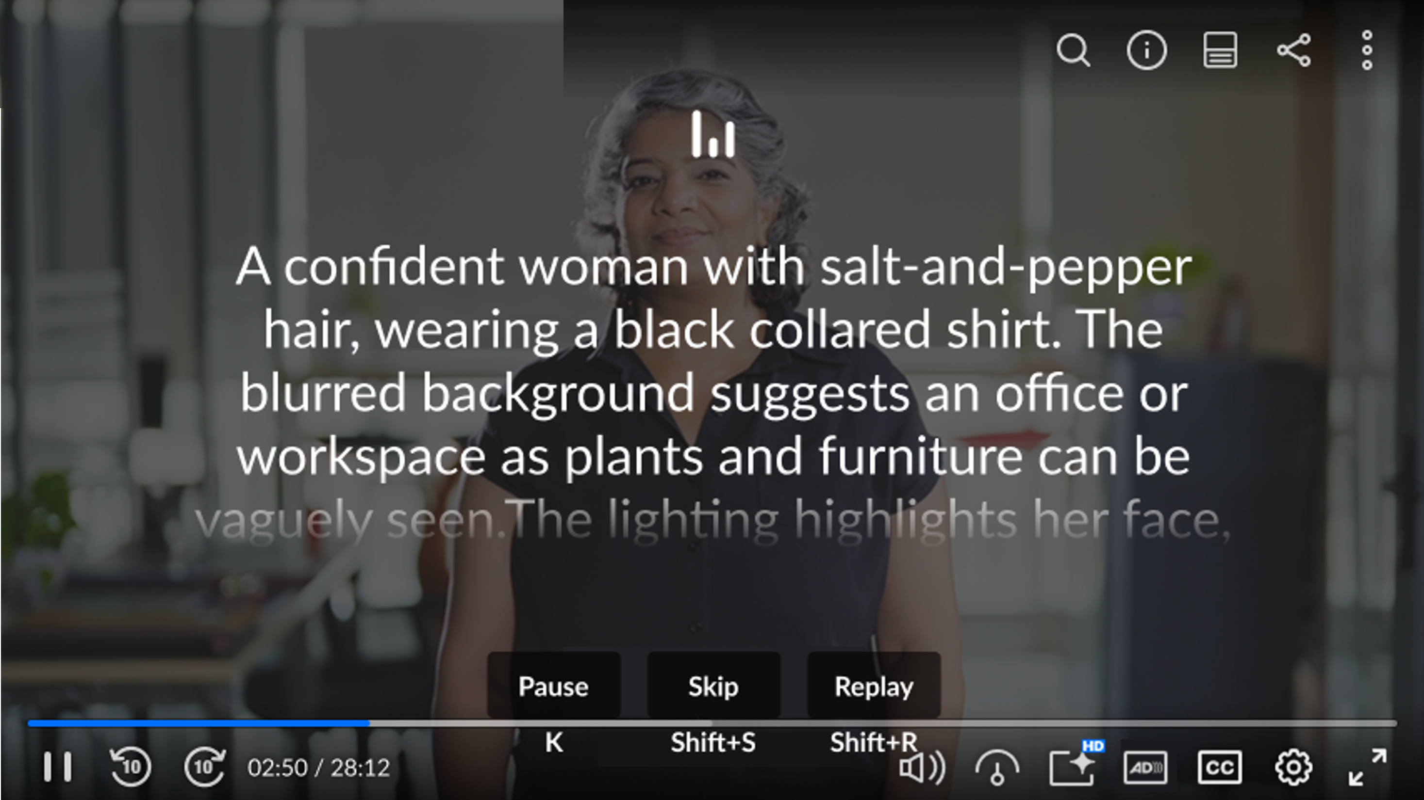 Extended audio description and Full screen overlay enabled