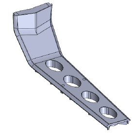 A grey metal piece with holes Description automatically generated