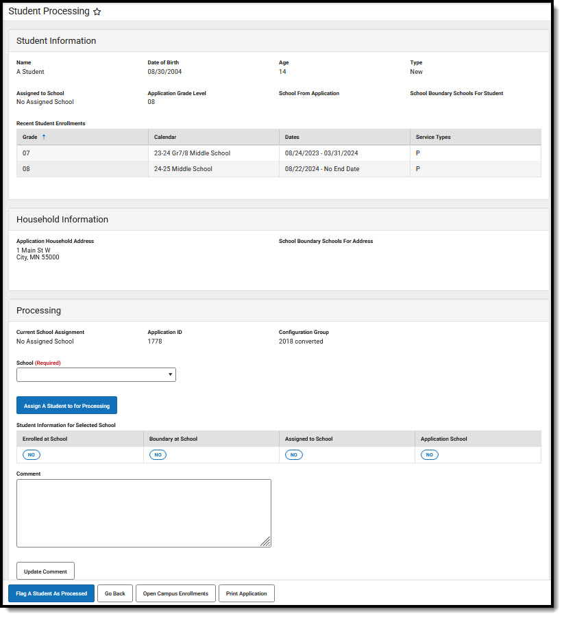 Screenshot showing what an approved OLR application looks like in the tool.