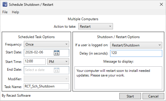 Schedule Shutdown or Restart window