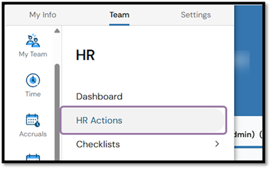 Navigate in the Menu to Team>HR>HR Actions