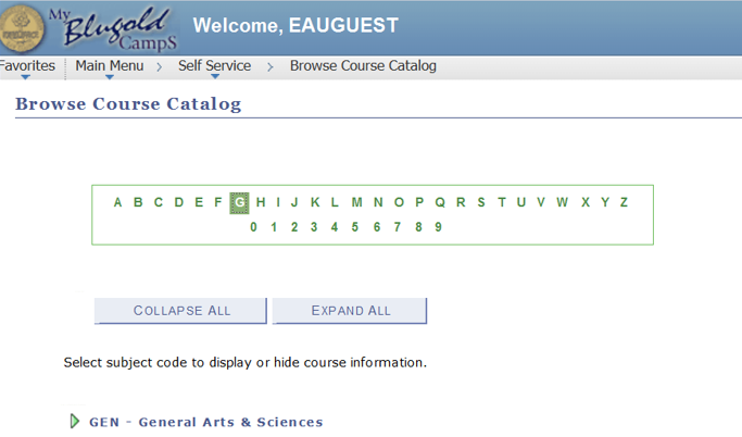 browse course catalog