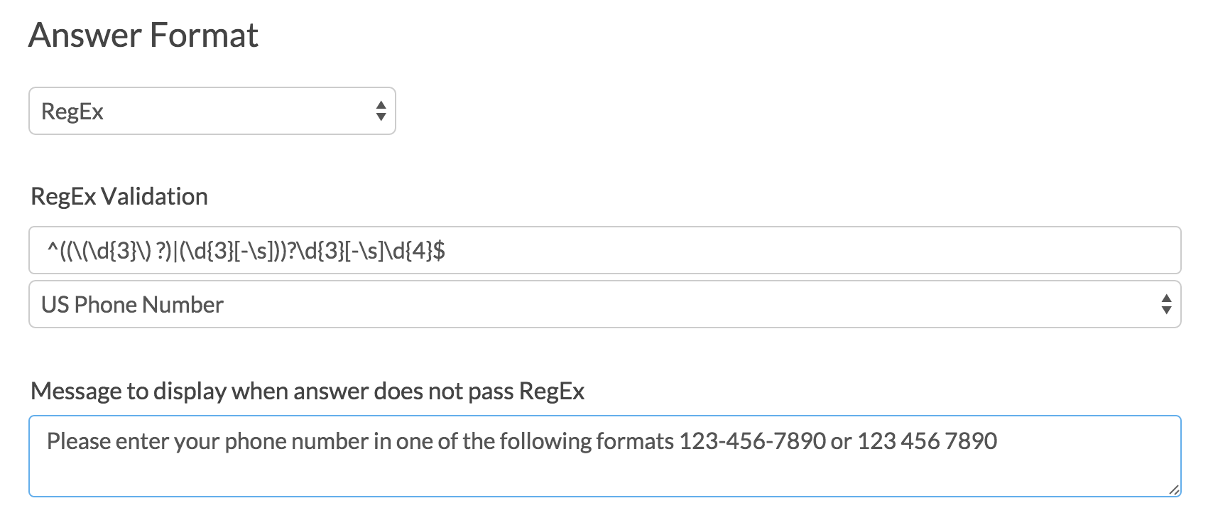 Customize RegEx Error Message