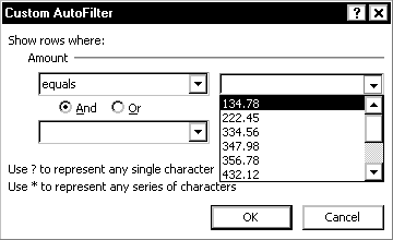 custom autofilter