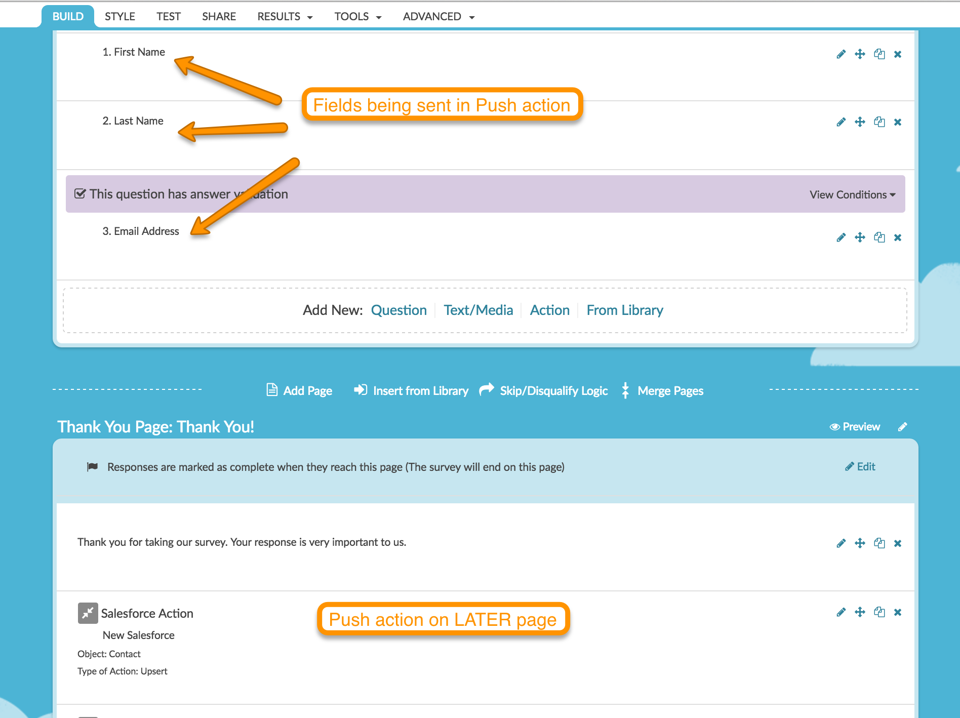Add Salesforce Update on a page following the fields that will be passed